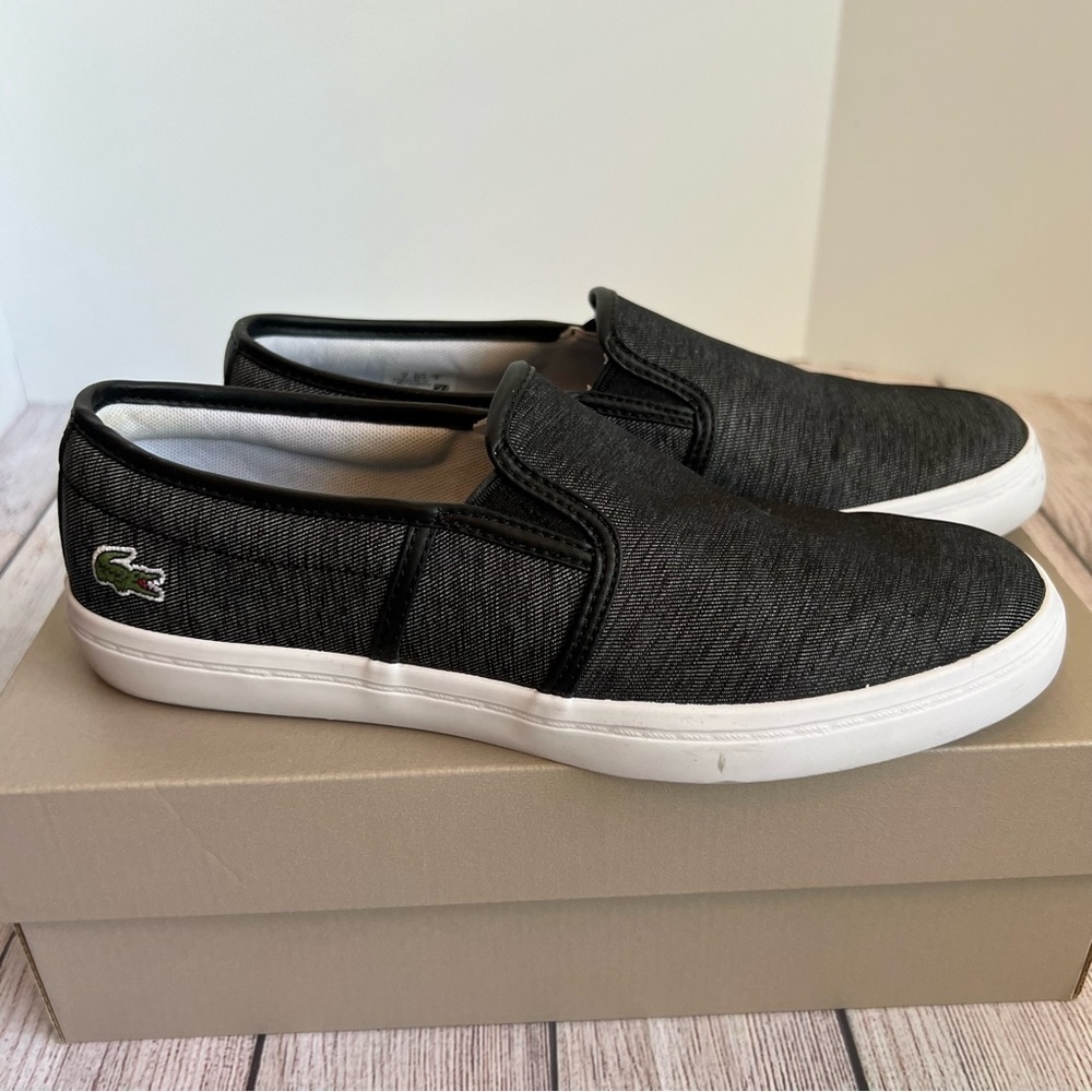 LACOSTE Ortholite Black Slip On Shoes 8